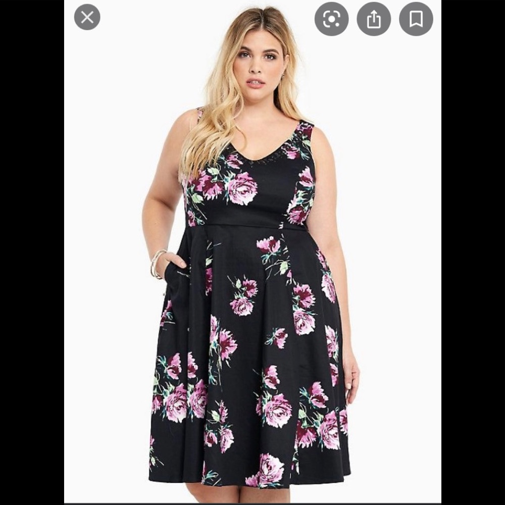 Torrid brand floral print swing dress